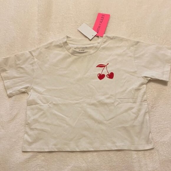 Girl's White Cropped Tee - Picture 1 of 4